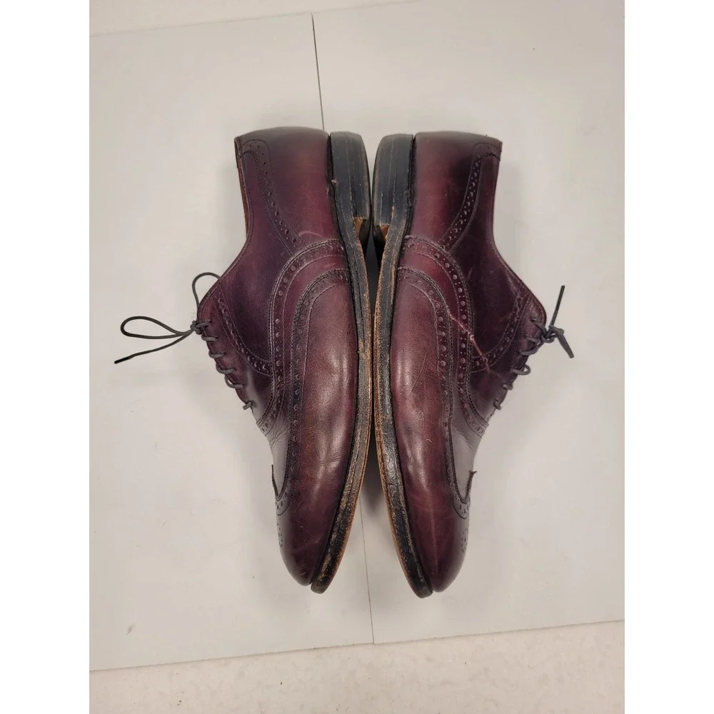 Allen Edmonds McAllister Mens Burgundy Leather Wingtip Oxford Dress Shoes 10.5 B